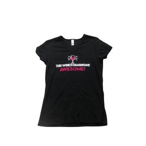 Chris's stuff women's‎ rhinestone embossed black T-shirt Size large